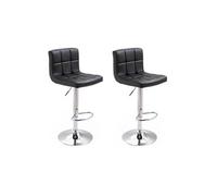 Happy Garden – Lot de 2 tabourets de bar MIKE – Assise réglable, Rotation 360°, dossier noir