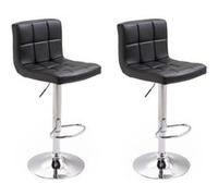 Happy Garden – Lot de 2 tabourets de bar MIKE – Assise réglable, Rotation 360°, dossier noir