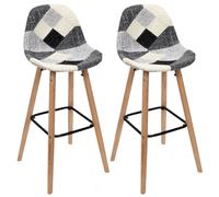 Lot de 2 Tabourets de bar Patchwork - Noir et Gris