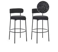 Lot de 2 Tabourets de Bar Pieds en Acier Dossier Sans Accoudoirs en Tissu Bouclé