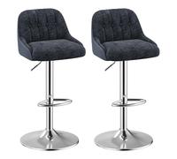 COLAMY Lot de 2 Tabourets de Bar Pivotants Chaises de Bar avec Dossier Capitonné Hauteur Ajustable pour Bar bleu