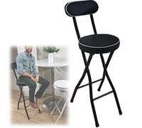 Lot de 2 tabourets de bar pliants avec dossier - Sièges hauts en métal noir et blanc et repose-pieds - Chaises de comptoir pour cuisine et petit déjeuner, hauteur de 55,9 cm