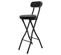 Lot de 2 tabourets de bar pliants rembourrés en polyuréthane avec dossier | Cadre en acier, contreplaqué, rembourrage en éponge. Charge maximale : 125 kg, pliable, pas de montage. Idéal pour la cuisine