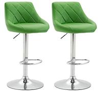 Lot De 2 Tabourets De Bar Réglable en Hauteur Lazio Similicuir I Chaise Haute Confortable Dossier Et Repose-Pied I Piètement en Métal, Couleur:Vert
