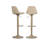 sweeek - Lot de 2 tabourets de Bar réglables 61.5/83.5cm - Noah - Simili Cuir cappucinno - Hauteur réglable. Repose-Pieds