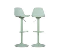 Lot de 2 tabourets de bar réglables 61.5/83.5cm - Noah - simili cuir vert céladon - hauteur réglable. repose-pieds