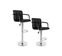 Tabouret de bar - TECTAKE - Lot de 2 tabourets HARALD en acier chromé et hauteur d'assise 63 - 83 cm - Noir