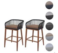 Mendler Lot de 2 tabourets de Bar Rope HWC-O22 Anthracite, Coussin Taupe