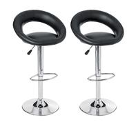Atmosphera - Lot de 2 Tabourets de Bar Sasha Noir - Hauteur Réglable, Pivotant, Acier Chromé avec Repose-Pieds - pour Cuisine, Îlot Central