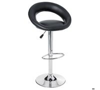 Atmosphera - Lot de 2 Tabourets de Bar Sasha Noir - Hauteur Réglable, Pivotant, Acier Chromé avec Repose-Pieds - pour Cuisine, Îlot Central