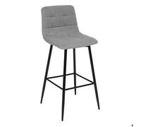 Tabouret de bar Sirac pieds métal tissu gris
