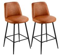 Lot de 2 tabourets de bar, tabourets pivotants de 69 cm de hauteur, tabourets de bar modernes en similicuir avec dossier et pieds en métal, tabourets de bar sans accoudoirs, tabourets de bar pour îlot