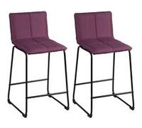 Lot de 2 Tabourets de Bar Tissu Violet - TEODORE - ALTOBUY Violet G