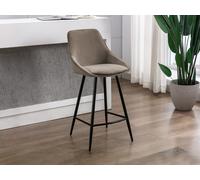 Lot de 2 tabourets de bar - Velours - Taupe - MASURIE