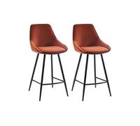 Lot de 2 tabourets de bar - Velours - Terracotta - MASURIE