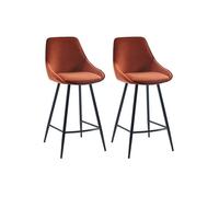 Lot de 2 tabourets de bar - Velours - Terracotta - MASURIE