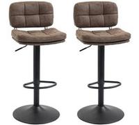 HomCom Lot 2 tabourets de bar capitonnés pivotants&réglables repose-pied PU marron effet vieilli