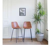 Lot de 2 tabourets bar vintage lucien cognac - hauteur d'assise 65cm