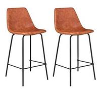 Lot de 2 tabourets bar vintage lucien cognac - hauteur d'assise 65cm