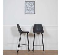 Happy Garden Tabourets de bar Lucien Vintage, Lot de 2, gris foncé, assise 75 cm