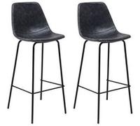 Happy Garden Tabourets de bar Lucien Vintage, Lot de 2, gris foncé, assise 75 cm