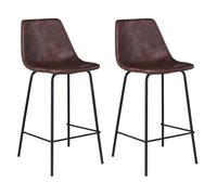 Lot de 2 tabourets bar vintage lucien marron - hauteur d'assise 65 cm