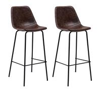 Lot de 2 tabourets bar vintage lucien marron - hauteur d'assise 75 cm