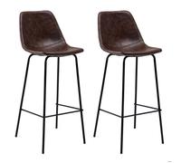 Happy Garden Tabourets de bar LUCIEN vintage - Lot de 2 Marron, assise 75 cm, avec dossier