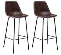 Happy Garden Tabourets de bar LUCIEN vintage - Lot de 2 Marron, assise 75 cm, avec dossier