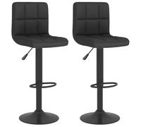 Lot de 2 tabourets de cuisine en tissu noir, réglables en hauteur, base | Siège pivotant à 360 degrés, repose-pieds intégré, vérin à gaz, utilisation dans un bar ou une salle à manger