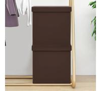 Lot de 2 Tabourets de Rangement Pliables Marron, Coffre Siège PVC et MDF | Assise amovible avec mousse, entretien par chiffon humide, pliage facile, usage intérieur, capacité 110 kg