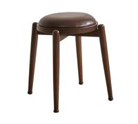 Lot de 2 tabourets empilables en bois pour îlot de cuisine, tabouret de coiffeuse moderne rembourré avec dessus rond, chaise d'école dos nu pour salon