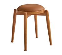 Lot de 2 tabourets empilables en bois pour îlot de cuisine, tabouret de coiffeuse moderne rembourré avec dessus rond, chaise d'école dos nu pour salon