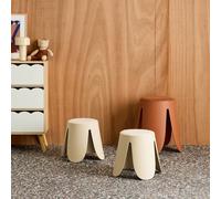 Lot De 2 Tabourets Empilables Enfant Polypropylène Et Bouclette Texturée - Niki Kids Beige TU