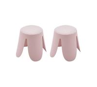 Lot de 2 tabourets empilables enfant polypropylène et bouclette texturée rose pâle - Niki Kids
