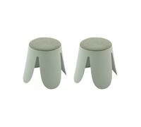 Lot De 2 Tabourets Empilables Enfant Polypropylène Et Bouclette Texturée - Niki Kids Vert Céladon TU