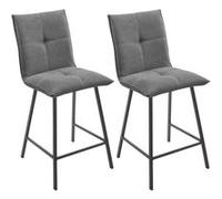 Lot de 2 Tabourets Gris Anthracite Assise H65cm - LAGOS -