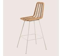 Lot de 2 tabourets hauts en rotin synthétique Gouda Natural NATUREL Blanc ¿75 cm