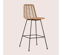 Lot de 2 tabourets hauts en rotin synthétique Gouda Natural NATUREL Noir ¿75 cm