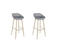 Lot de 2 Tabourets - HOME DECO FACTORY - Malaga - Contemporains - Gris et marron