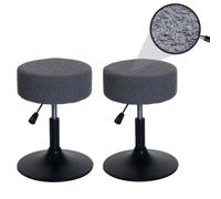 Lot de 2 tabourets HWC-C22, tabouret de maquillage, réglable en hauteur pivotant Ø 37cm Tissu Bouclé 450g/m² MVG gris foncé