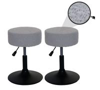 Lot de 2 tabourets HWC-C22, tabouret de maquillage, réglable en hauteur pivotant Ø 37cm Tissu Bouclé 450g/m² MVG gris