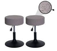 Lot de 2 tabourets HWC-C22, tabouret de maquillage, réglable en hauteur pivotant Ø 37cm Tissu Bouclé 450g/m² MVG taupe