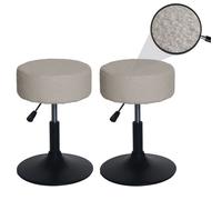 Lot de 2 tabourets HWC-C22, tabouret de maquillage, réglable en hauteur pivotant Ø 37cm Tissu Bouclé 450g/m² MVG beige