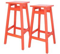 Lot de 2 tabourets 'Laira' en Bois de pin Couleur Corail H.70 cm