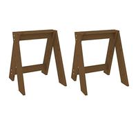 Lot de 2 tabourets - Marron miel - 40 x 40 x 45 cm - En pin massif - Pliables et empilables - Peu encombrant - Pour cuisine, salle à manger, salon, jardin, balcon, terrasse