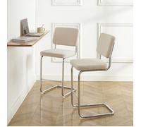 Lot de 2 tabourets mi-hauts JACK velours côtelé beige pied métal