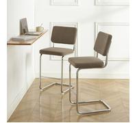 Lot de 2 tabourets mi-hauts JACK velours côtelé grège pied métal