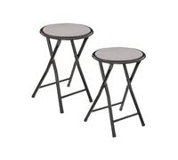 - Lot de 2 Tabourets pliants avec effet velours - Gris