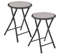 Lot de 2 Tabourets pliants avec effet velours - Gris